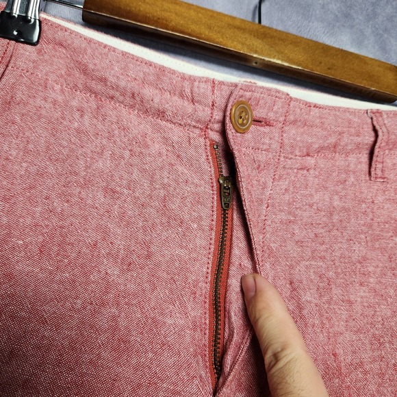 J. Crew Mens Pink Beach Shorts 34 Linen Blend Flat Front Casual - Picture 9 of 12